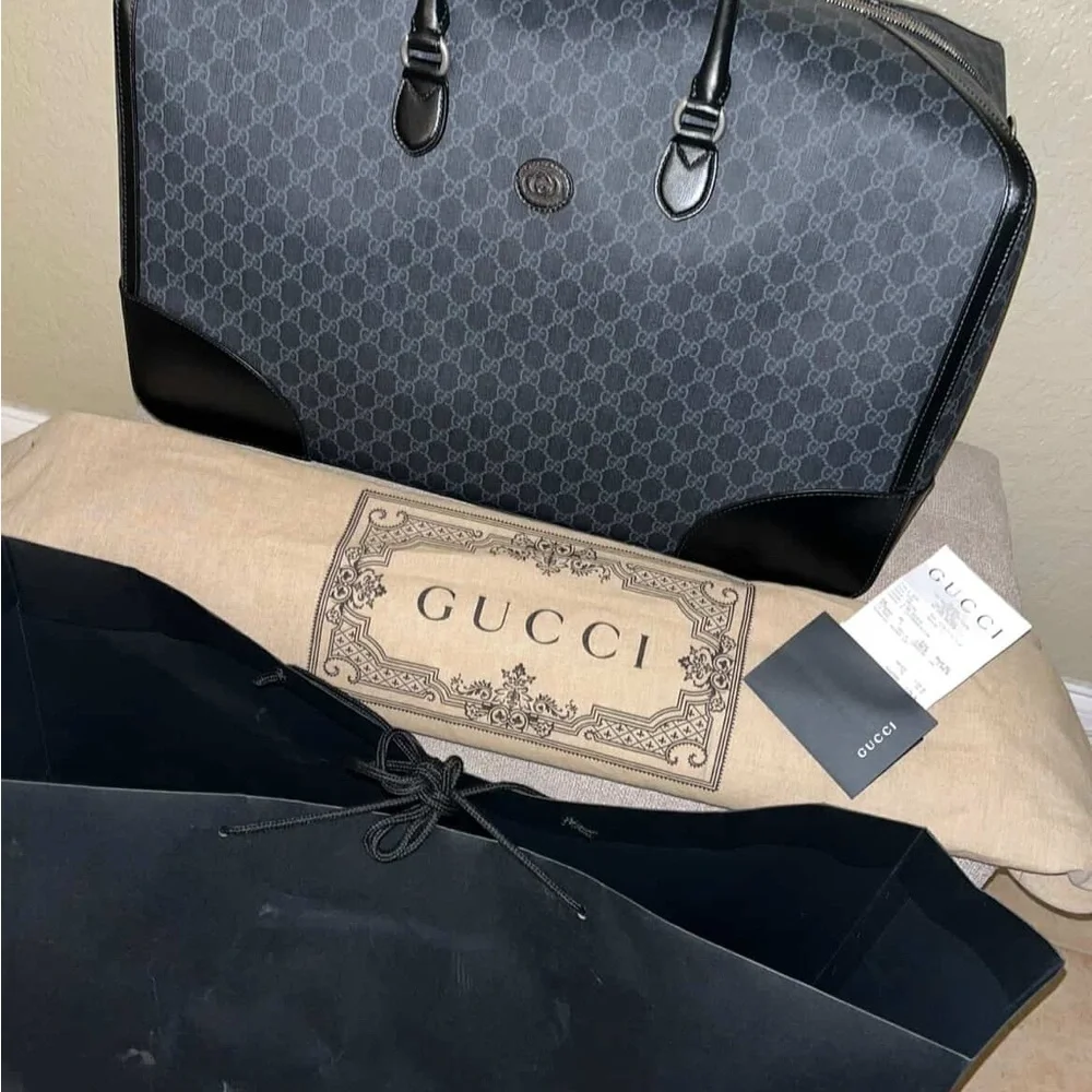 Gucci Black and Gray Monogram Briefcase